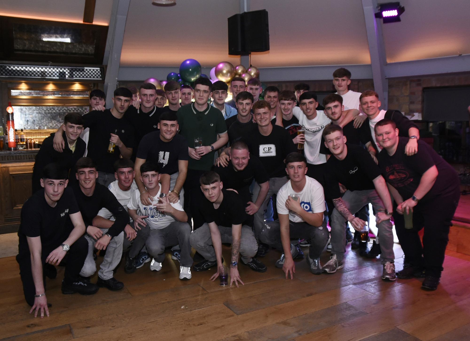 Daniel O'Connor celebrates his 18th birthday in The Cosh Bar with his friends.(Photos- Kerrie Quinn, nwpresspics)