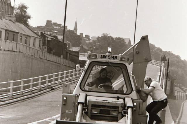 The Lecky Road fly-over opens in the Bogside.
