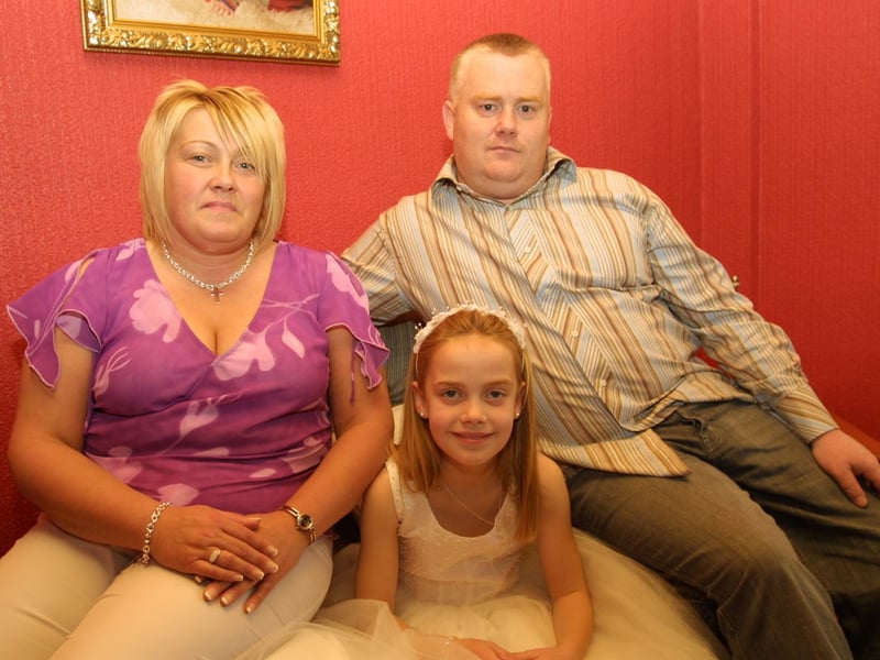 Sarah with proud mum and dad, Marie and Peter
