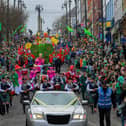 The Derry St Patrick’s Day parade makes its way towards the city centre. Photo: George Sweeney.