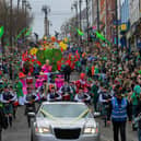 The Derry St Patrick’s Day parade makes its way towards the city centre. Photo: George Sweeney.