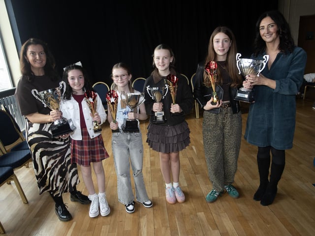 Adjudicators Alisha Gilmore and Blathnaid Biddle pictured Year 8 main competition winners on Saturday.
