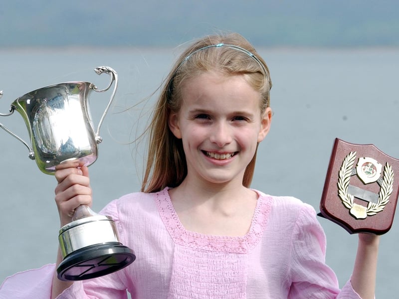 Eibhlin O'Kane from Moville, winner of the Filiocht 10-12  years Confined and the Joseph Doherty Cup for Best Overall competitor in Filiocht competitions.
