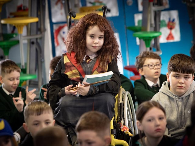P6 pupil Amelie ready to cast a spell during Greenhaw Primary School's World Book Day celebrations on Friday last. (Photo: Jim McCafferty Photography)