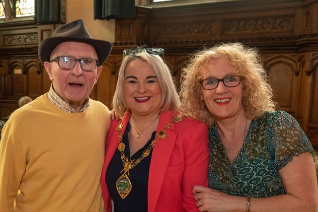 The Mayor Councillor Sandra Duffy hosted final tea dance of her term in the Guildhall on Wednesday pictured with Denise Devlin and her dad Tony. Picture Martin McKeown.