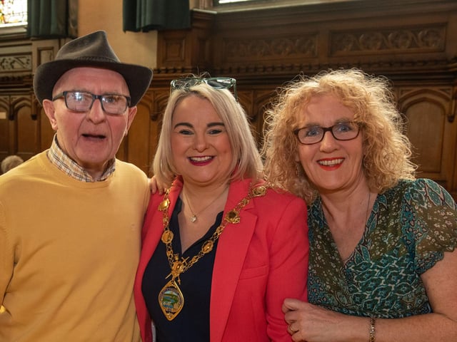The Mayor Councillor Sandra Duffy hosted final tea dance of her term in the Guildhall on Wednesday pictured with Denise Devlin and her dad Tony. Picture Martin McKeown.