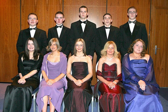 From left (seated), Laura Struthers, Alison Smith, Lisa Brogan, Geraldine O'Reilly and Kristie Wright.  Back row, David Doherty, Stephen McClean,  David Mahony, Sean O'Loughlin and Andrew Manning.  (0402T14).