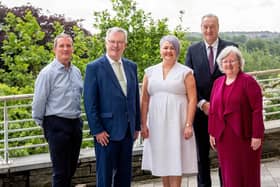 L-R: Professor Daniel Kerr, head of the School of Health Sciences at Ulster University (UU); Health Minister Mike Nesbitt; Chief AHP Officer Professor Michelle Tennyson; DoH Permanent Secretary Mike Farrar; Professor Carol Curran, Pro-Vice Chancellor & Executive Dean of UU Faculty of Life & Health Sciences.