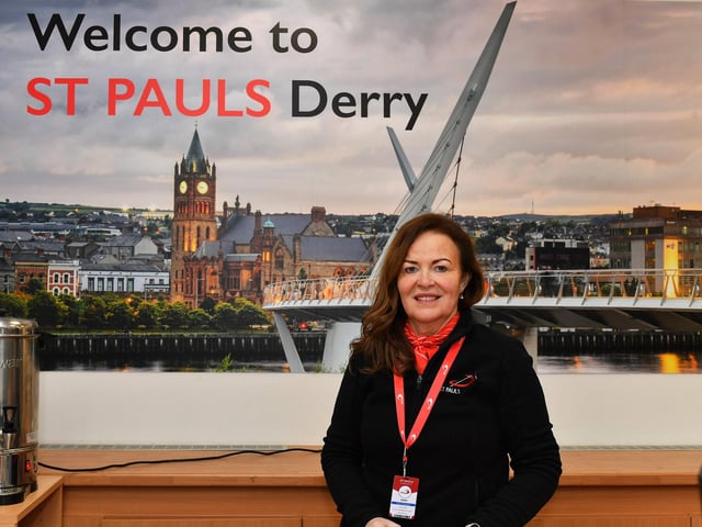 Marie Brown, manager of St Paul’s book and gift shop, which was officially opened on Friday by the Bishop of Derry the Most Rev. Dr. Donal McKeown. Photo: George Sweeney