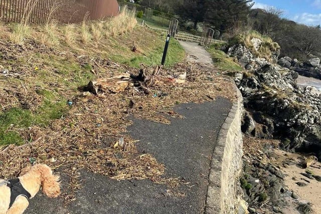 Damage to Moville Shore Walk, caused by Storm Kathleen.