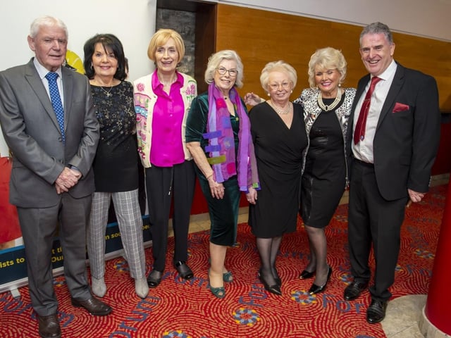 Willie Deery, writer, with the original Factory Girls and Martin Mullan, Producer.
