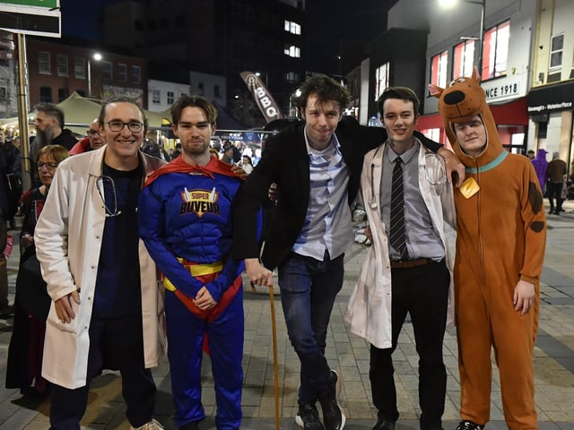 Revellers in costume at the Halloween festivities on Friday evening. Photo: George Sweeney