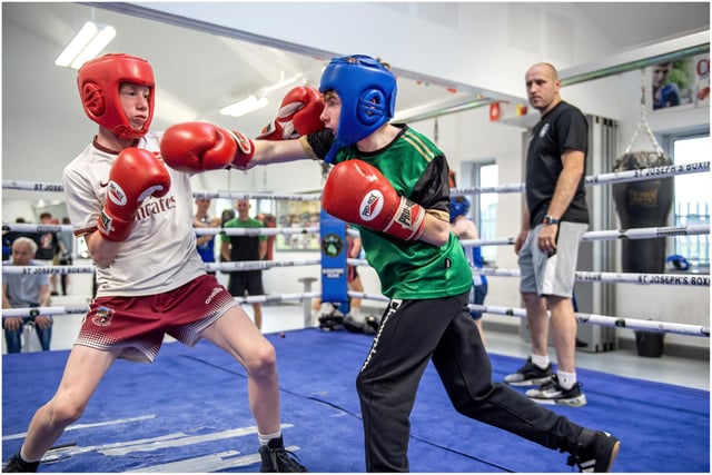 A competitive spar between these two youngsters at St Joseph's ABC.