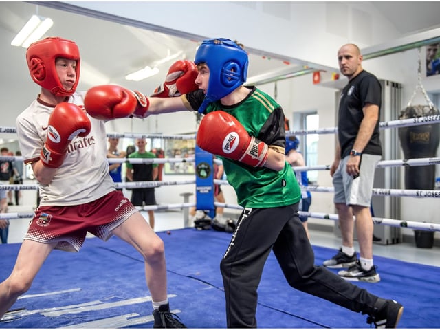 A competitive spar between these two youngsters at St Joseph's ABC.