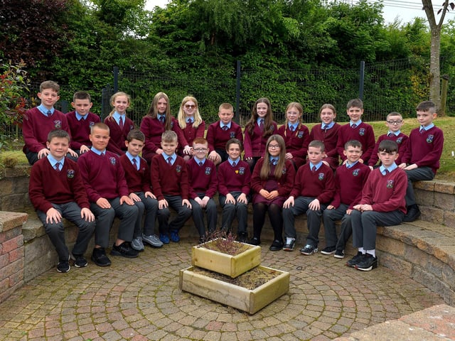 Mrs Bonnar’s P7 leavers class at St John’s Primary School. Photo: George Sweeney. DER2321GS – 104