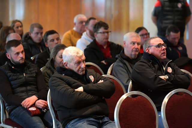 Derry City supporters attend the club’s Fans Forum held in the City Hotel on Saturday afternoon. Photograph: George Sweeney