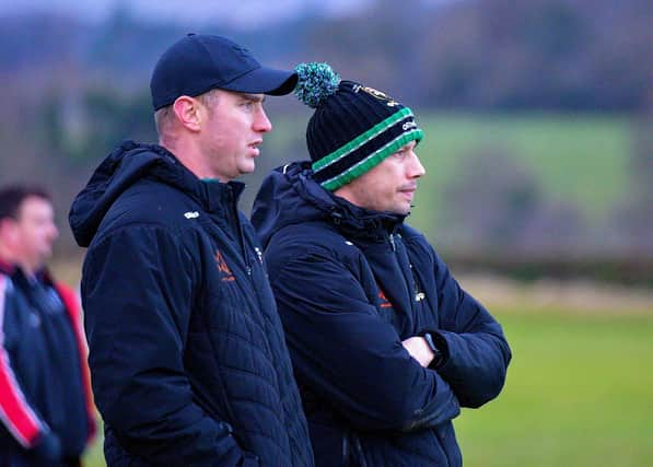 City of Derry coach Chris Cooper (left) with Head Coach Richard McCarter. Photo: George Sweeney. DER2301GS – 52