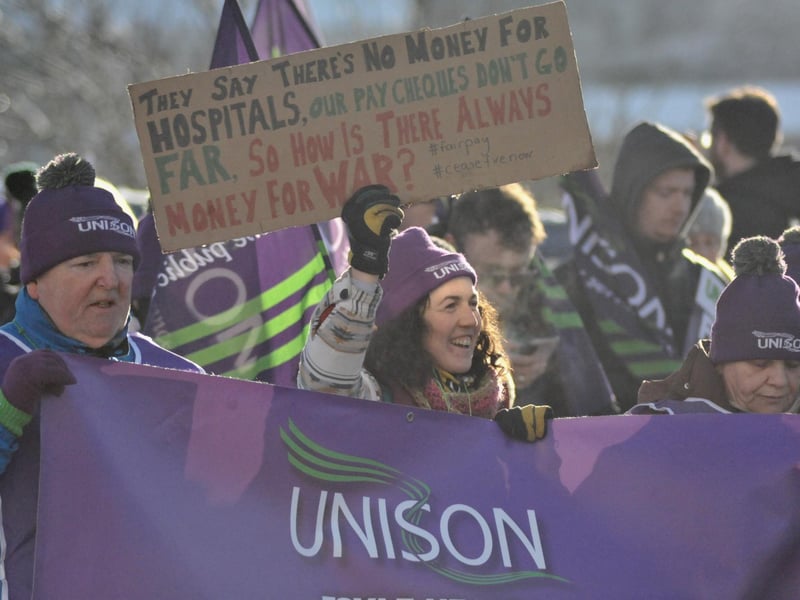 Striking public sector workers in Derry.