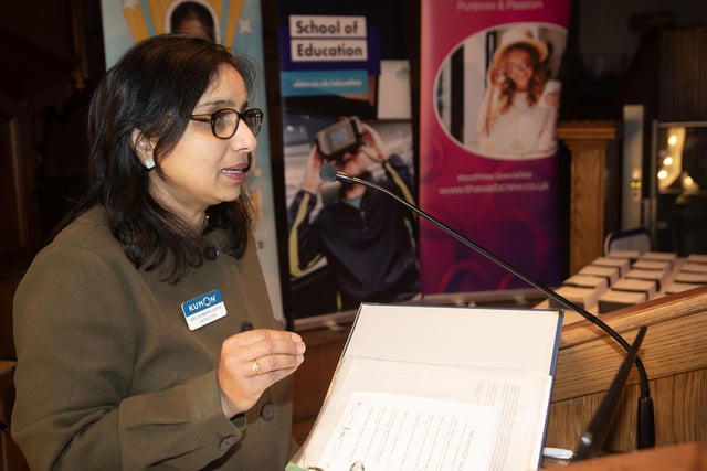 Dr. Sumeeta Gupta addresses the attendance at Friday's NI Maths Fest at the city's Guildhall.