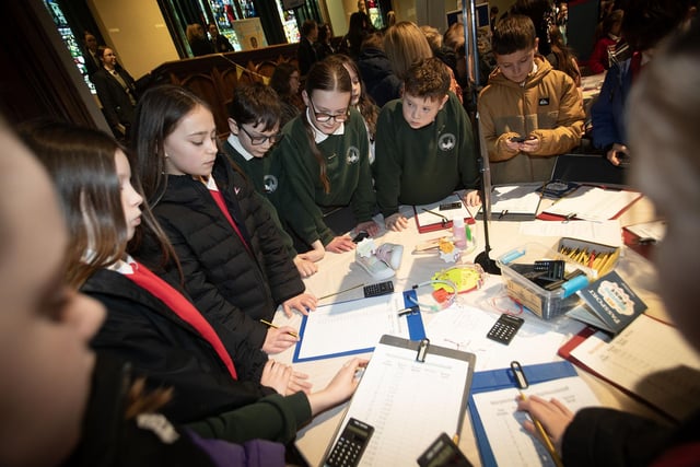 Pupils taking part in one of the maths tests at Friday's Maths Fest event.