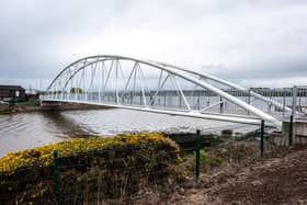 The new foot and cycle bridge at Pennyburn. Picture Martin McKeown. 29.04.24