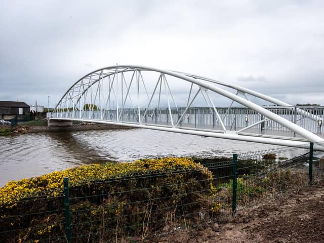 The new foot and cycle bridge at Pennyburn. Picture Martin McKeown. 29.04.24
