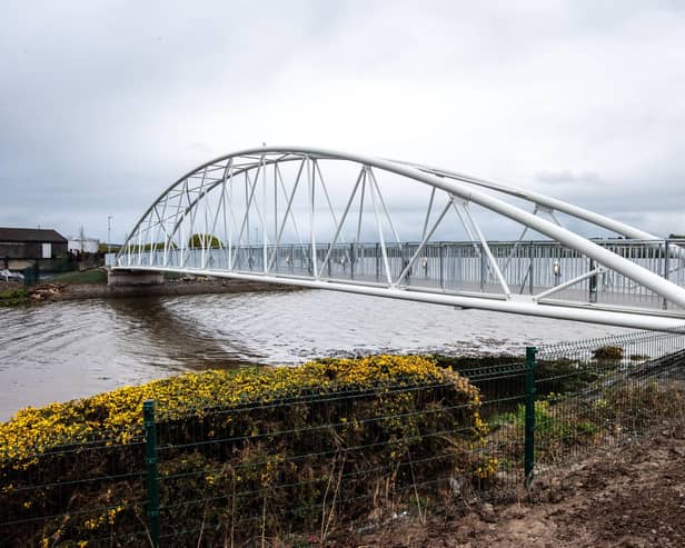 The new foot and cycle bridge at Pennyburn. Picture Martin McKeown. 29.04.24