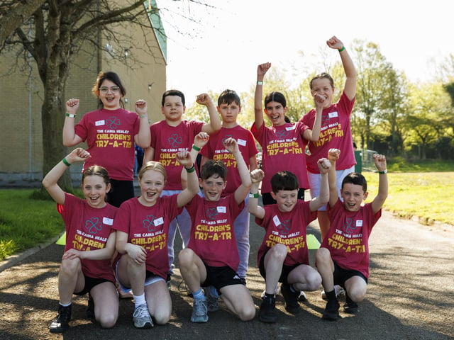 Participants in the Children's Try-A-Tri in memory of Caina Healey. Michelle Campbell/Micam Photography