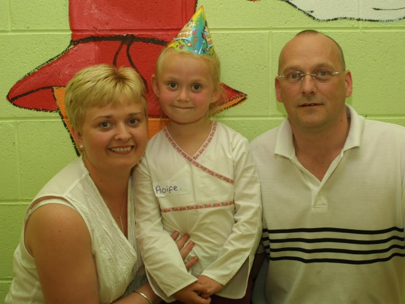 Aoife Wilson with her parents on her birthday.