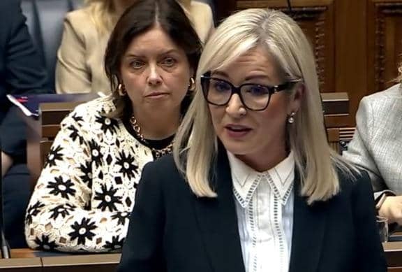 First Minister Michelle O'Neill speaking in the Assembly in Monday.