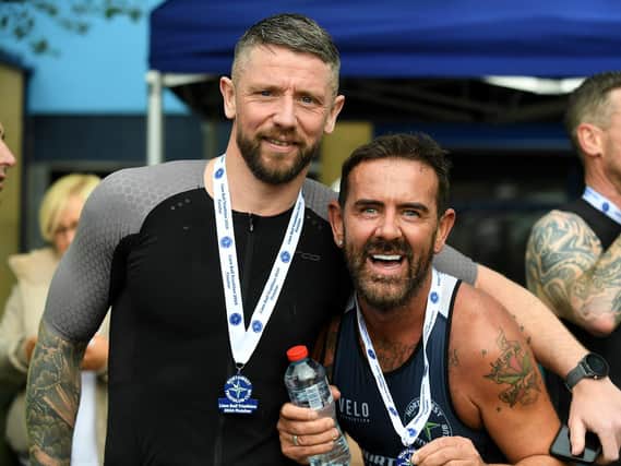 Rory Patterson and Mickey Doherty took part in the Liam Ball Triathlon on Sunday morning.  Photo: George Sweeney