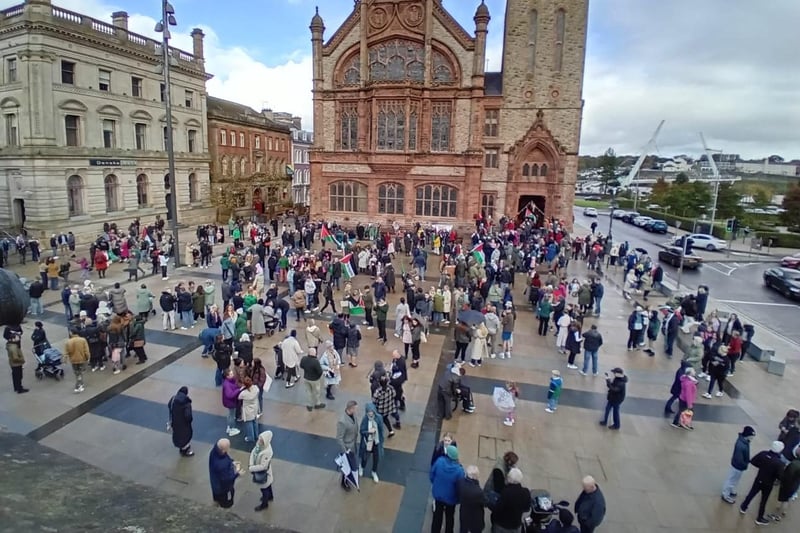 The scene in Guildhall Square after the rally on Saturday afternoon.