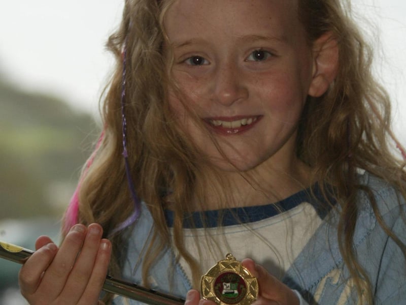 Yvonne Lynch from Burnfoot who won the under 9 tin whistle at the Moville Feis. (1305JB03)