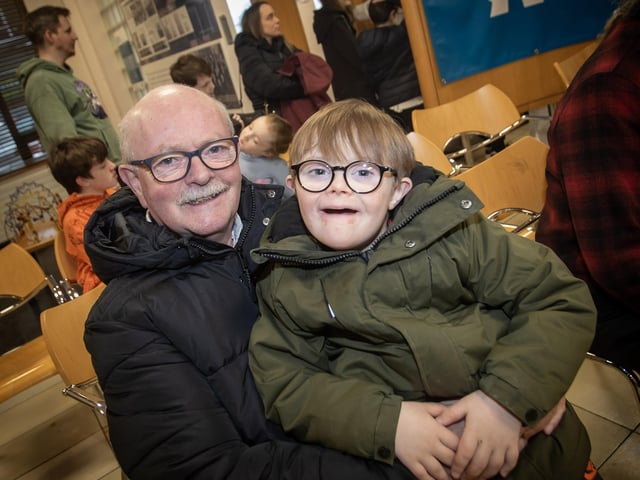 Sean Carr pictured with his grandson at Saturday's Derry Credit Union's Santa Saturday event. : .