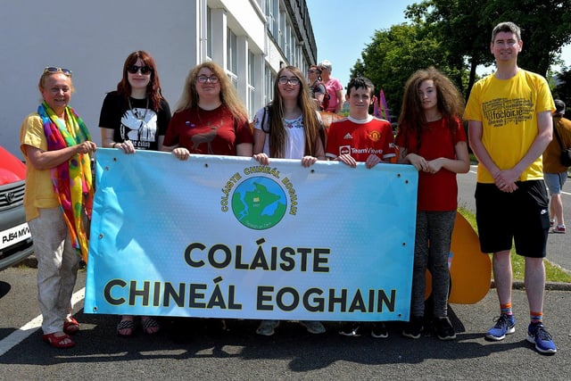 Participants who took part in the second annual Inishowen Pride Parade, held in Buncrana on Sunday afternoon. Photo: George Sweeney. DER2322GS - 10
