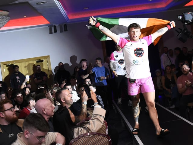 Blaine McGill, FAI makes his entrance ahead of his professional debut (Photos-Kerrie Quinn, nwpresspics)