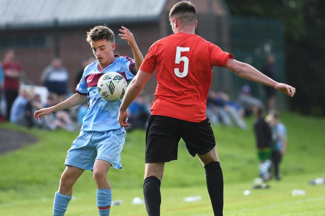 Antoin Brown, Institute Under-19's, and Oran Kelly, Newell Academy, pictured in action.