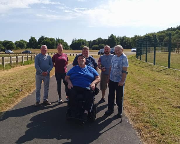 Ballyarnett Country Park users at front Davy Cregan and behind, from left to right: Tommy Mullan, Bronagh McNamara, Michael McDevitt, Mark Doherty and James McDevitt.