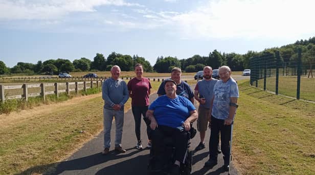 Ballyarnett Country Park users at front Davy Cregan and behind, from left to right: Tommy Mullan, Bronagh McNamara, Michael McDevitt, Mark Doherty and James McDevitt.