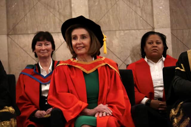 Speaker Emerita Dr Nancy Pelosi at Ulster University honorary doctorate ceremony
