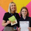 Sophie Quigley from St Therese's Primary School with teacher, Mrs Doherty.