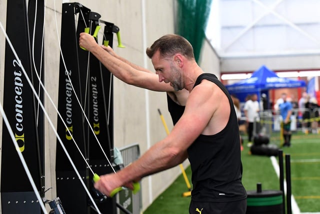 Competitor in the Hyrox Fitness Challenge held at Sean Dolans GAC on Saturday. Photograph: George Sweeney