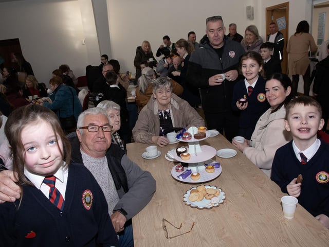 Tea and refreshments during 'Grandparents To School' Day at St. Mary's Church, Creggan.