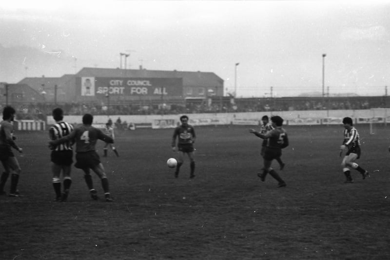 Derry City and Red Star Belgrade in action in the Brandywell.