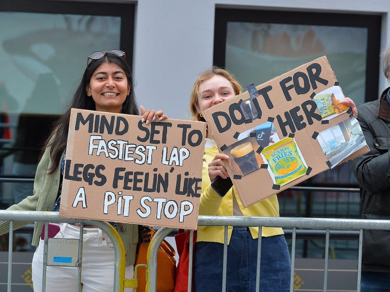 Support for a competitor at the Waterside Half Marathon. Photo: George Sweeney