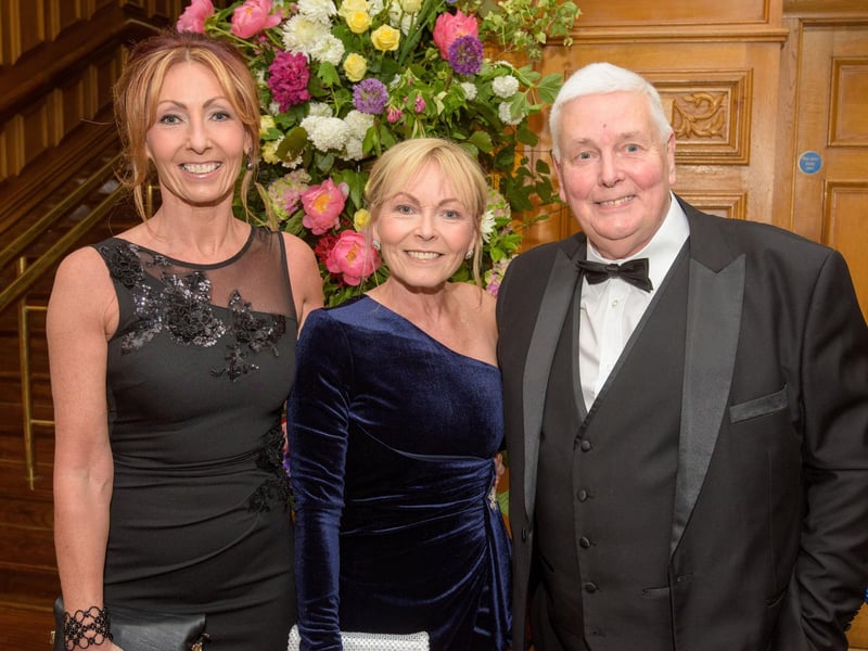 The Mayor Councillor Patricia Logue hosted the annual Mayor’s Ball in the Guildhall in aid of her crossed Charities the Foyle Hospice and Ryan McBride Foundation. Pictured at the event are guests, Jacqueline McMonagle, Paula McGilloway, Willie McLaughlin. Picture Martin McKeown. 24.05.24