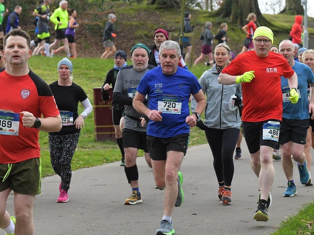 Competitors make their way around St Columb’s Park on Saturday morning. Photo: George Sweeney