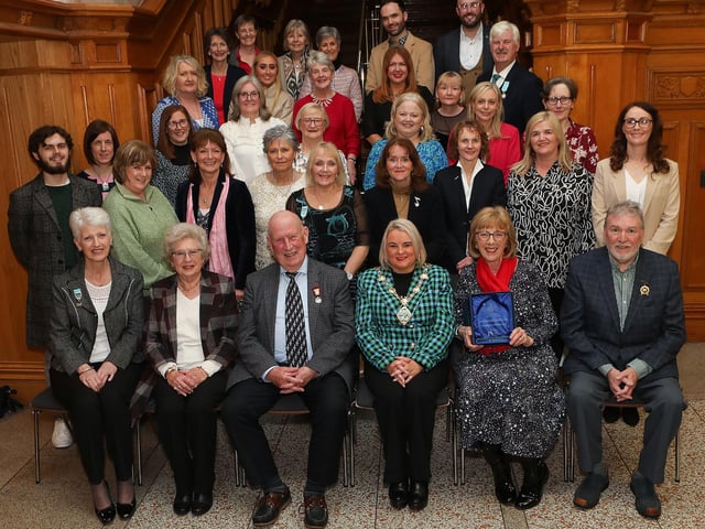Mayor Sandra Duffy pictured with members of the LMS at a civic reception in the Whittaker Suite in the Guildhall to mark their 60th anniversary of the Londonderry Musical Society. (Photo - Tom Heaney, nwpresspics)