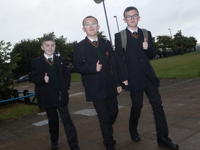 Thumbs up from these three Year 8 starts at St. Joseph's Boys School on Friday. (Photos: Jim McCafferty Photography)