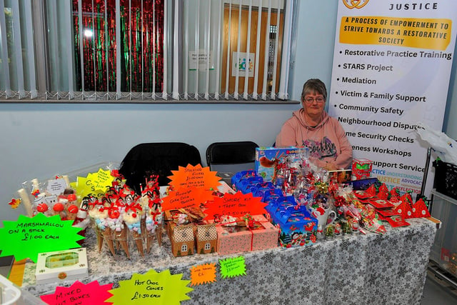 Anne Keenan and her stall at the Christmas Craft Fair held in the Galliagh Community Centre on Saturday afternoon. Photo: George Sweeney. DER2250GS – 71 